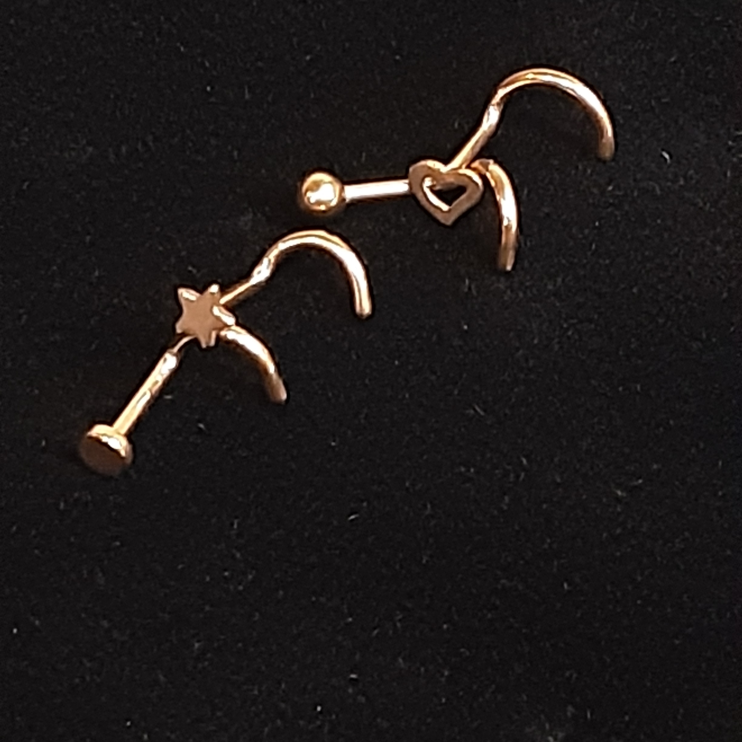 Nose Rings Rose Gold Star And Heart Nose Stud Set  J297